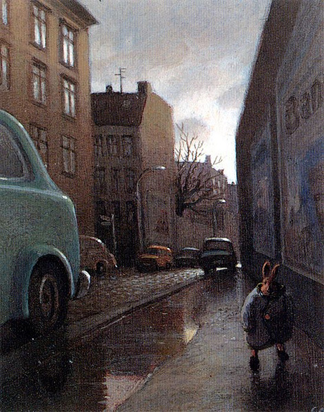Rabbit on a Rainy Street