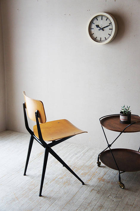 Chair, clock and sidetable