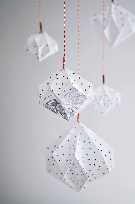 DIY origami diamond mobile