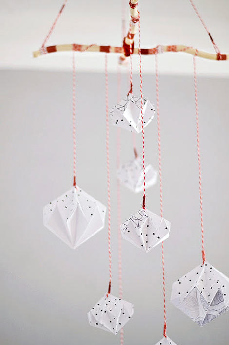 DIY origami diamond mobile