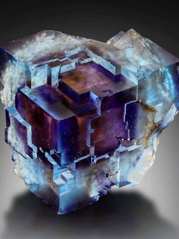 Stepped Bicolor Fluorite Cube