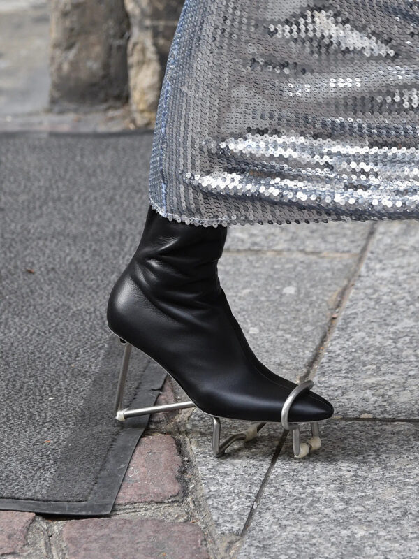 Metal rod ankle boots